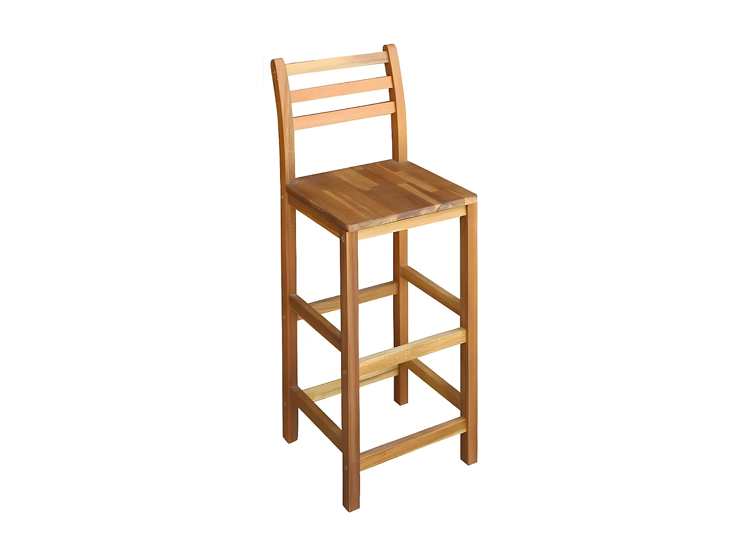 Chaise de bar bois massif clair Poka - Lot de 2