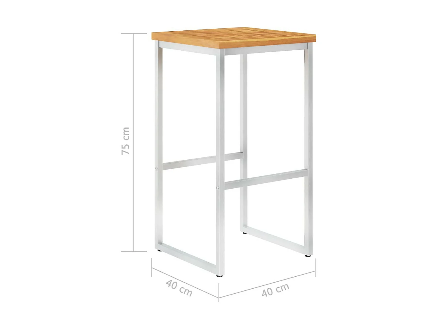 Chaises de bar 4 pcs Bois d'acacia solide et acier inoxydable