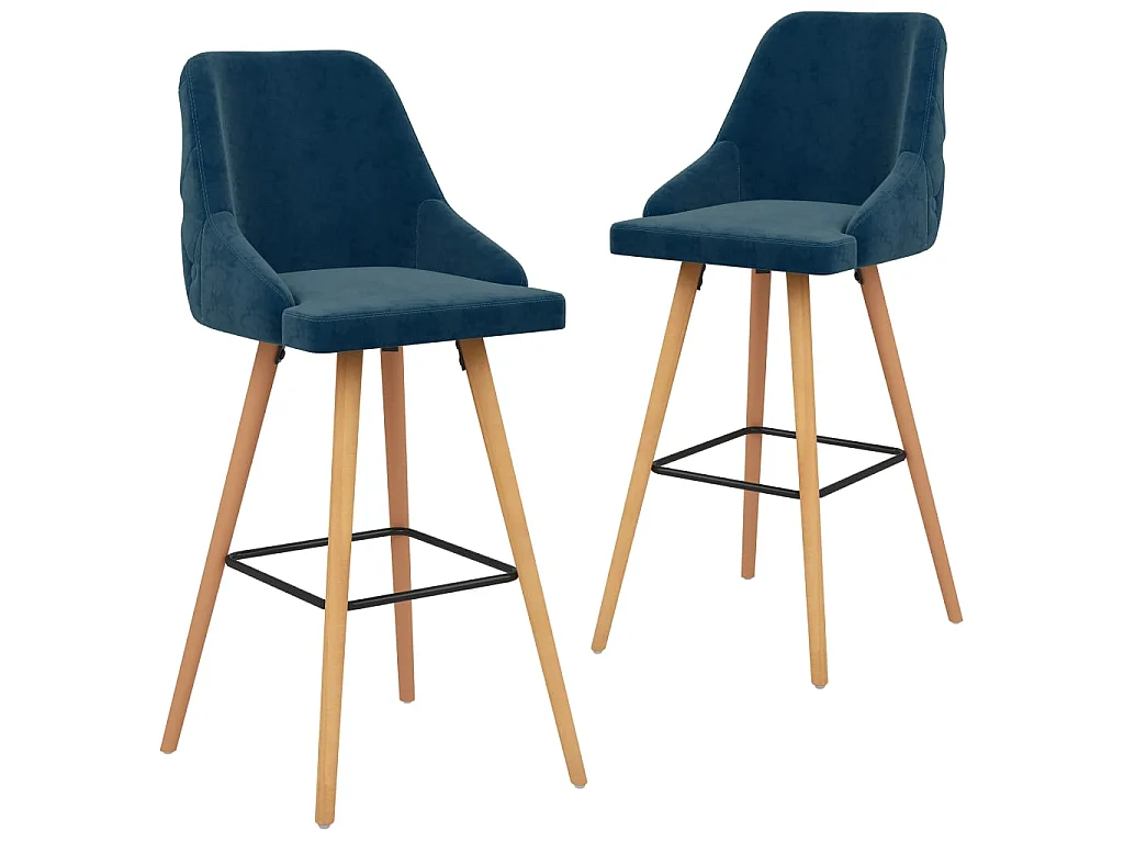 Tabourets de bar 2 pcs Bleu Velours Lounga
