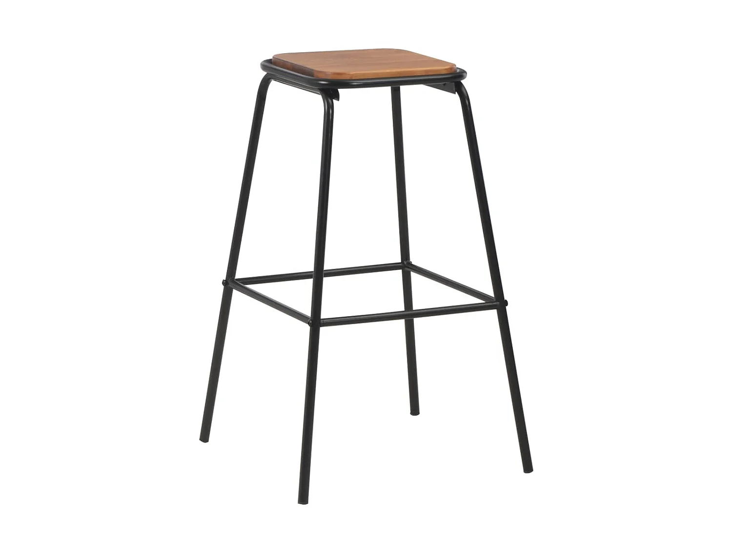 Tabourets de bar 6 pcs Noir Pinède solide et acier