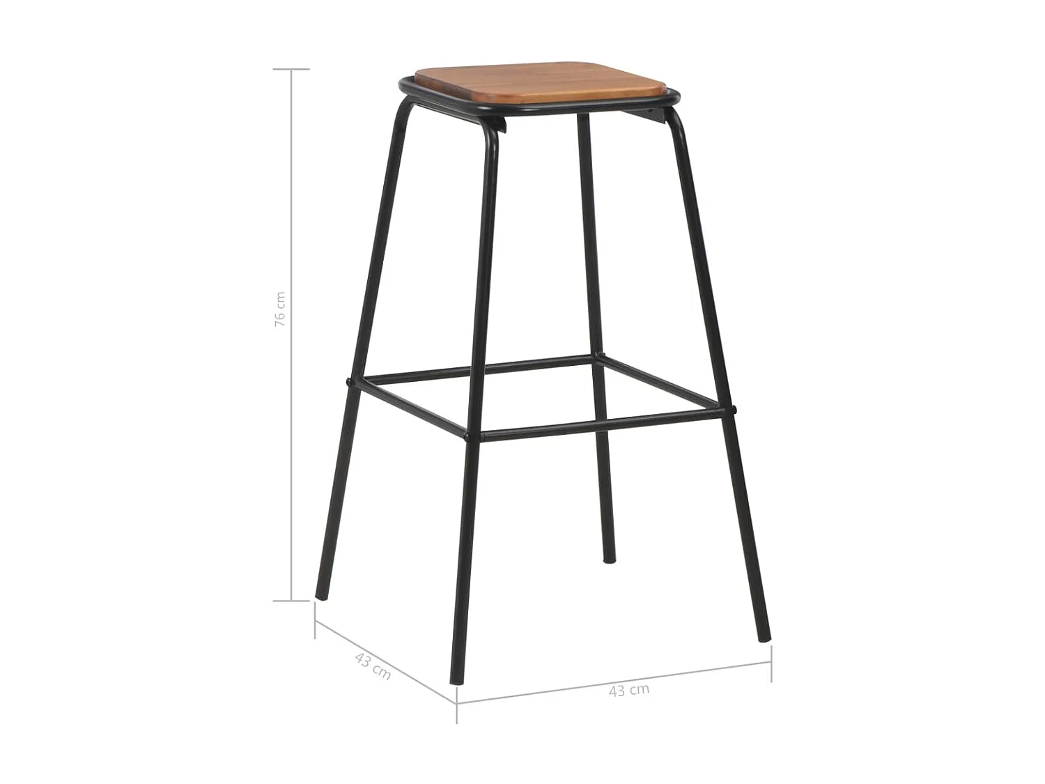 Tabourets de bar 6 pcs Noir Pinède solide et acier