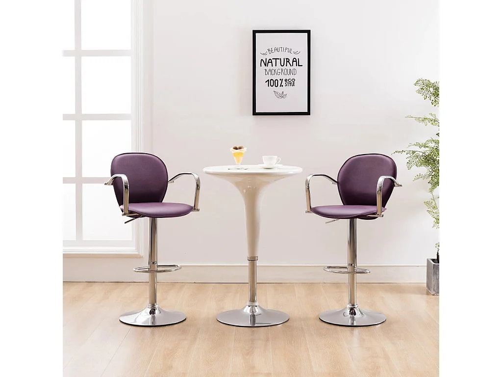 Tabourets de bar avec accoudoir 2 pcs Violet Similicuir