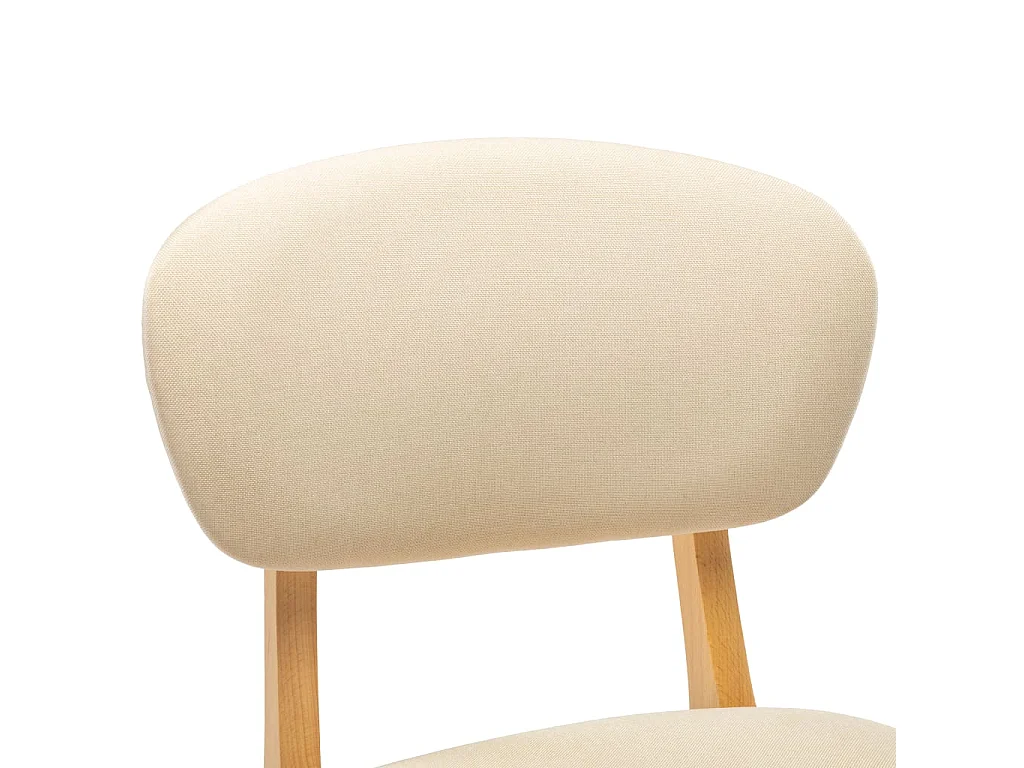 Chaise de bar tissu beige clair et bois de hêtre massif Kamila - Lot de 2
