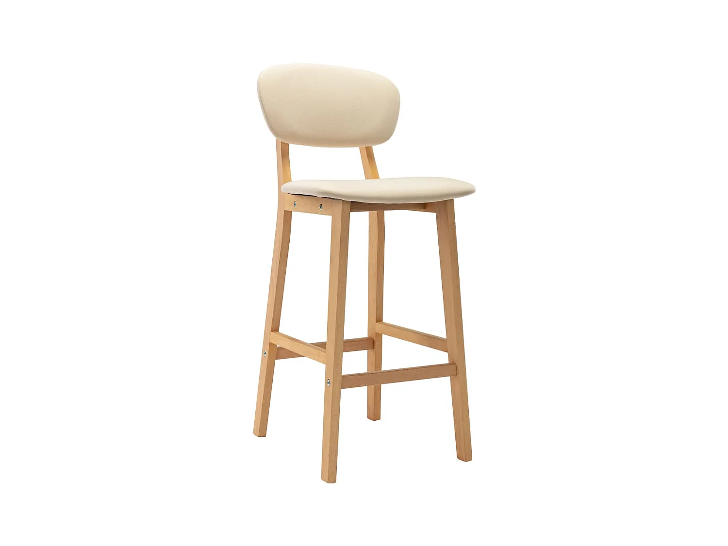 Chaise de bar tissu beige clair et bois de hêtre massif Kamila - Lot de 2