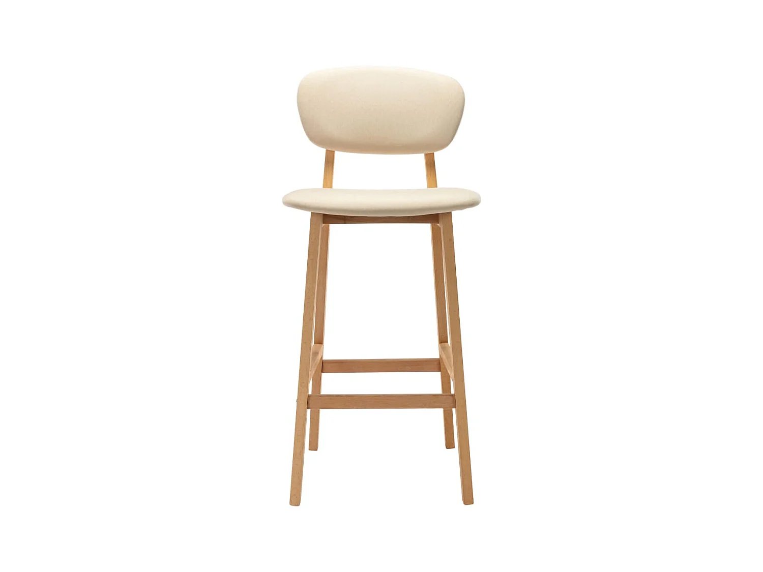 Chaise de bar tissu beige clair et bois de hêtre massif Kamila - Lot de 2