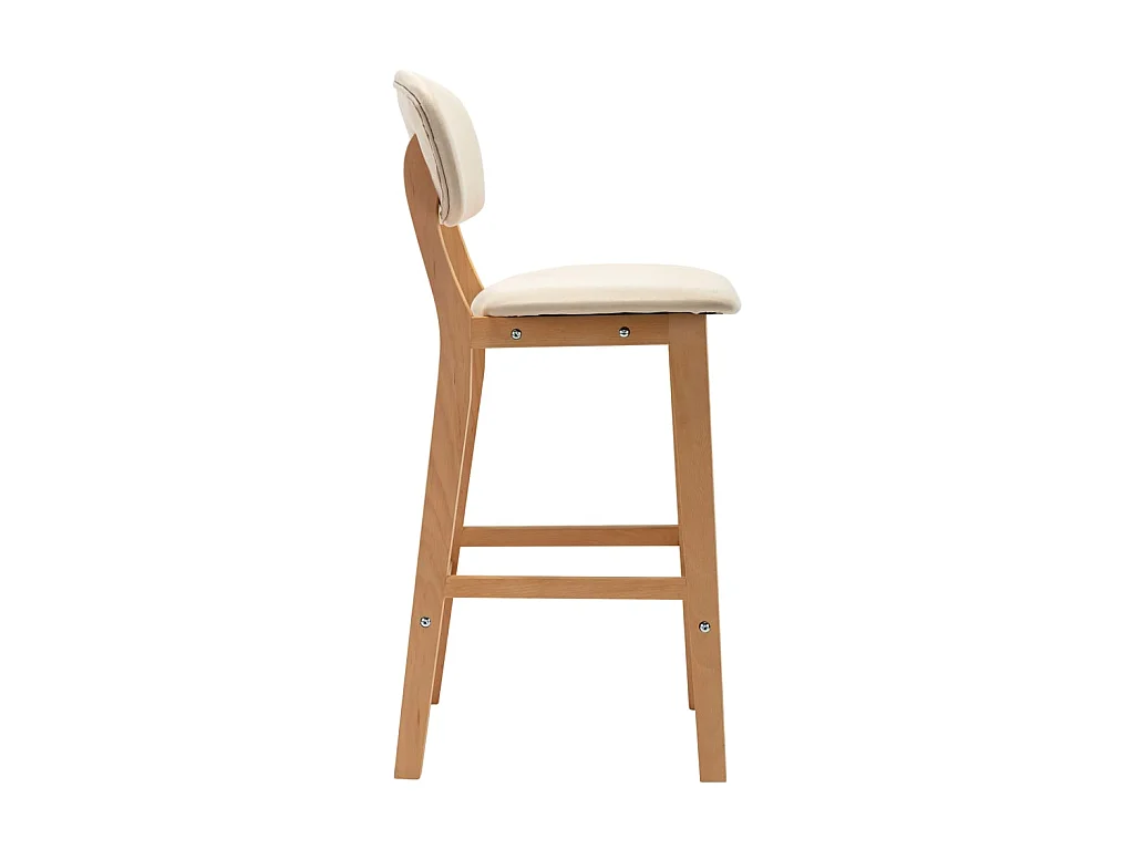 Chaise de bar tissu beige clair et bois de hêtre massif Kamila - Lot de 2