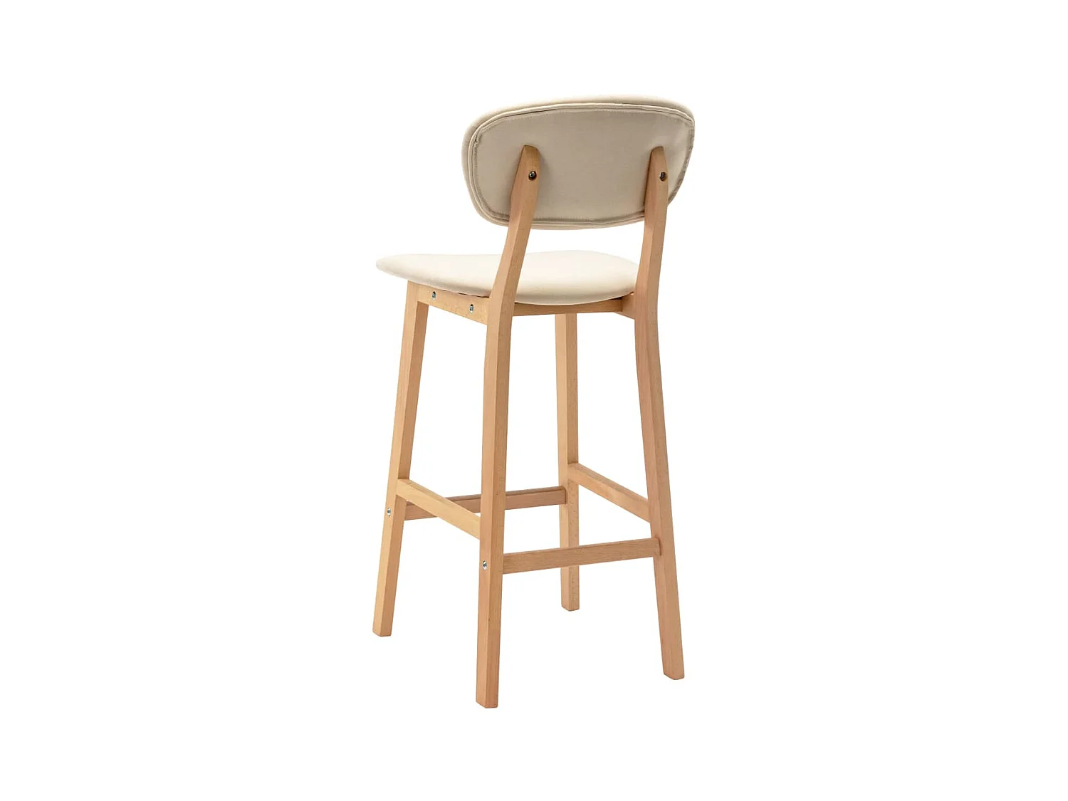 Chaise de bar tissu beige clair et bois de hêtre massif Kamila - Lot de 2