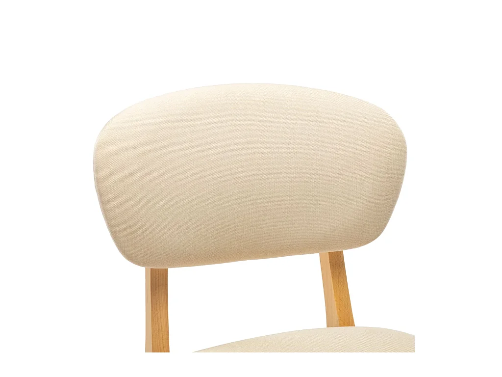 Chaise de bar tissu beige clair et bois de hêtre massif Kamila - Lot de 2
