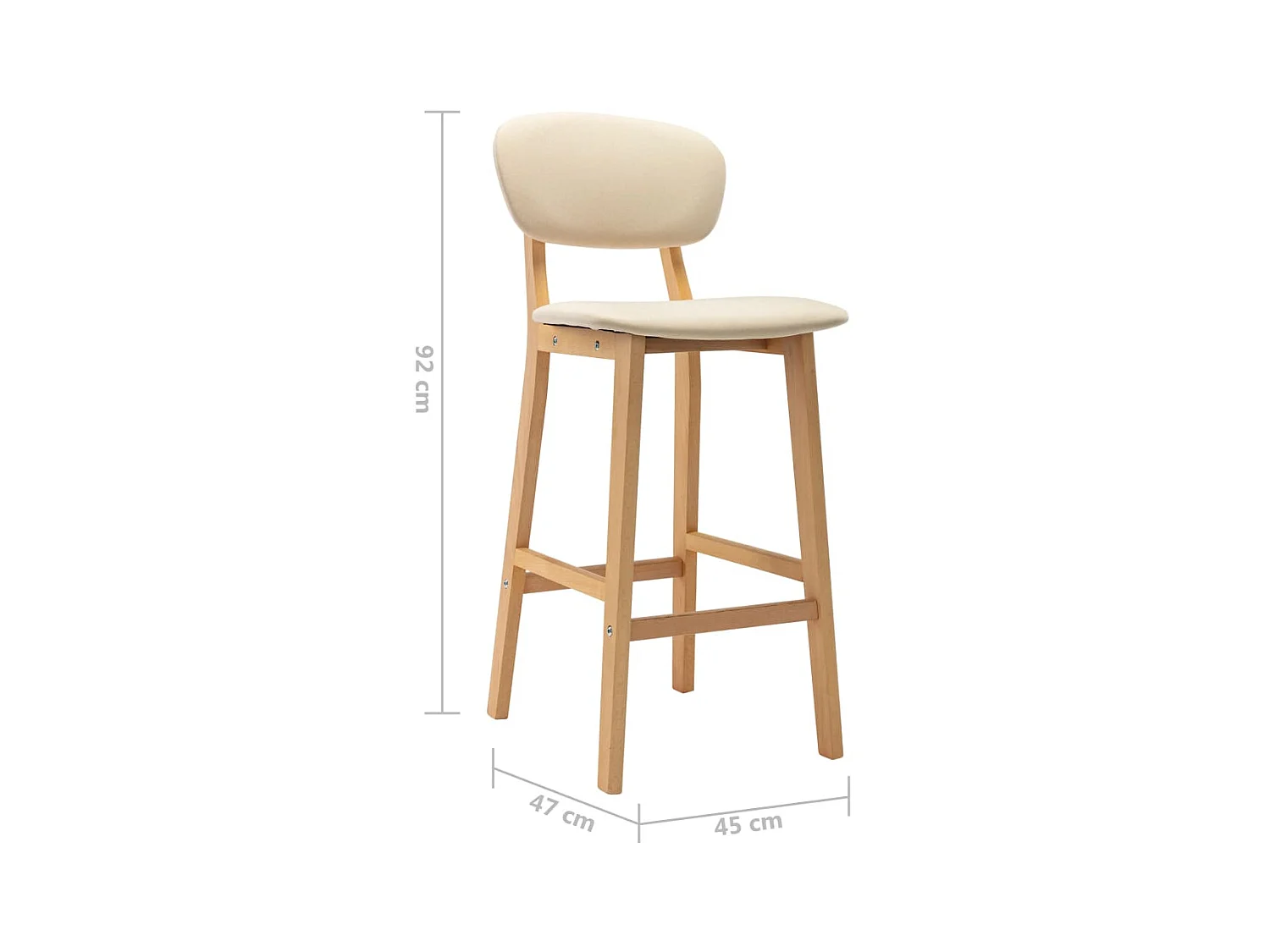 Chaise de bar tissu beige clair et bois de hêtre massif Kamila - Lot de 2