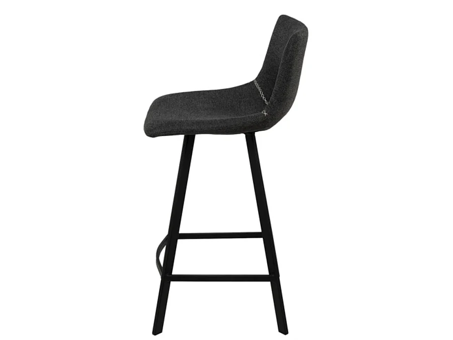 Tabouret moderne tissu avec pieds en métal noir Karane-Couleur Gris foncé-Hauteur d'assise 66 cm
