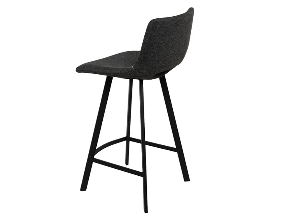 Tabouret moderne tissu avec pieds en métal noir Karane-Couleur Gris foncé-Hauteur d'assise 66 cm