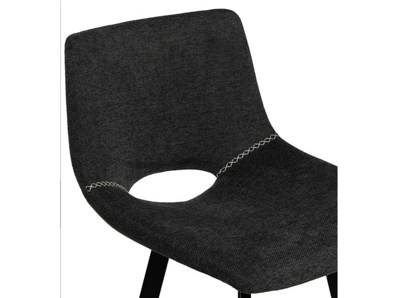 Tabouret moderne tissu avec pieds en métal noir Karane-Couleur Gris foncé-Hauteur d'assise 66 cm