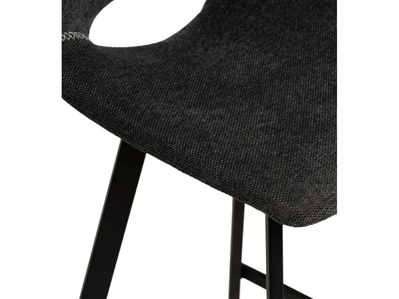 Tabouret moderne tissu avec pieds en métal noir Karane-Couleur Gris foncé-Hauteur d'assise 66 cm