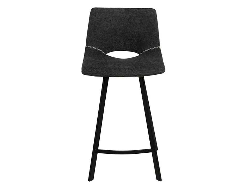 Tabouret moderne tissu avec pieds en métal noir Karane-Couleur Gris foncé-Hauteur d'assise 66 cm
