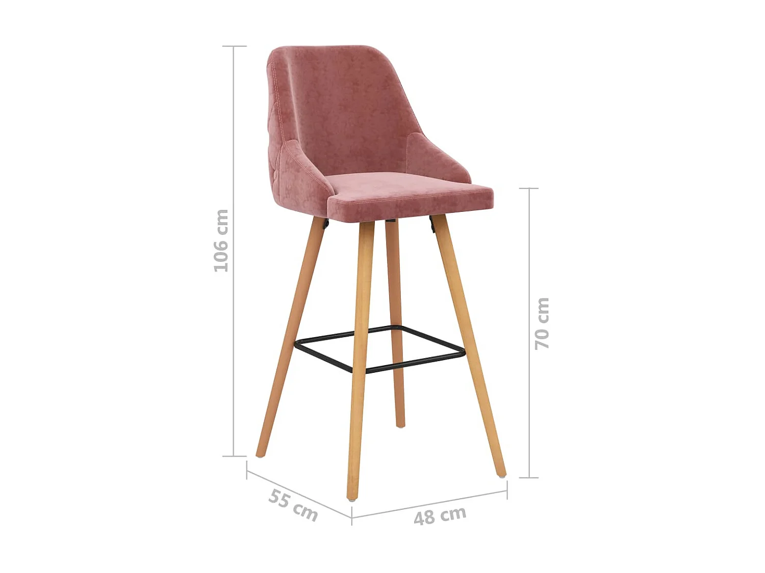 Tabourets de bar 2 pcs Rose Velours Lounga