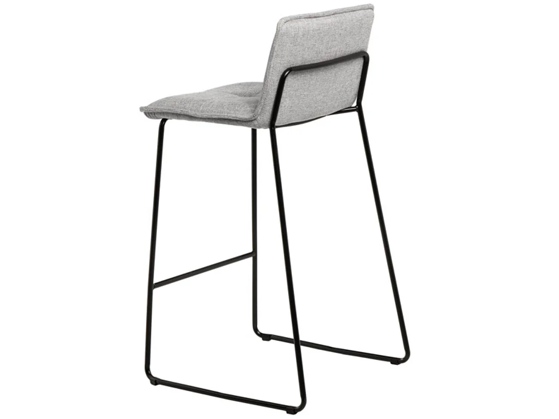 Tabouret moderne tissu avec pieds en métal noir Botane-Couleur Gris clair-Hauteur d'assise 65 cm
