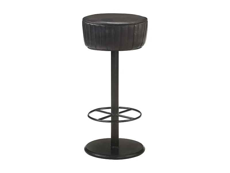 Tabouret de bar Noir Cuir véritable Havane