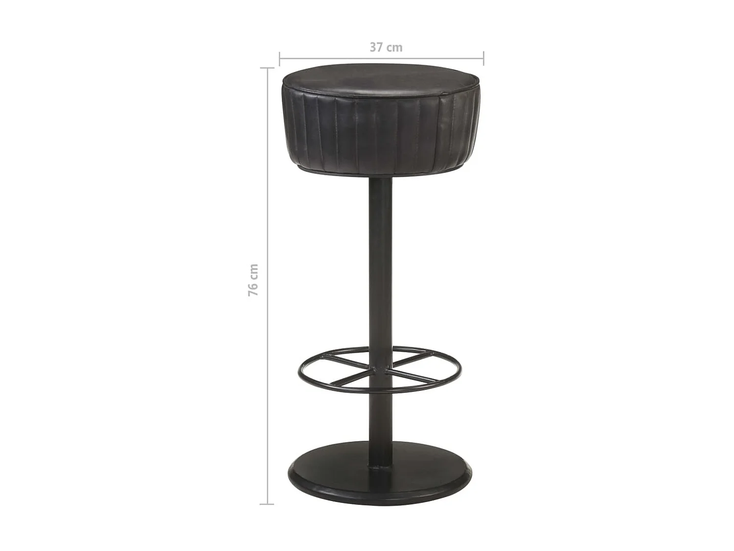 Tabouret de bar Noir Cuir véritable Havane