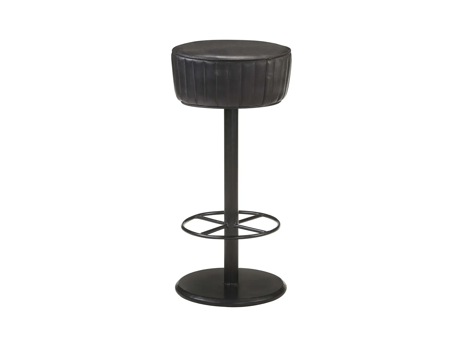 Tabouret de bar Noir Cuir véritable Havane
