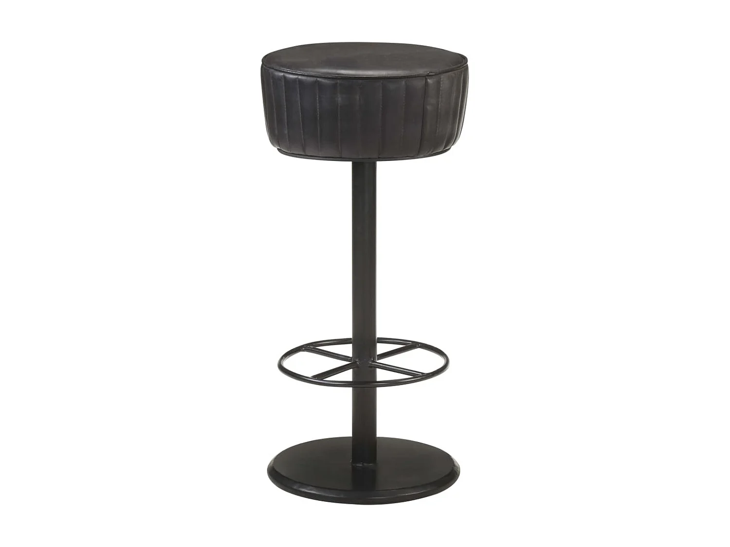 Tabouret de bar Noir Cuir véritable Havane