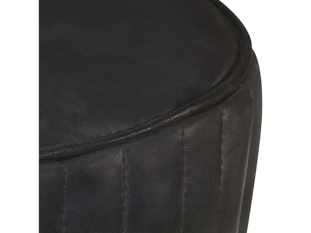 Tabouret de bar Noir Cuir véritable Havane