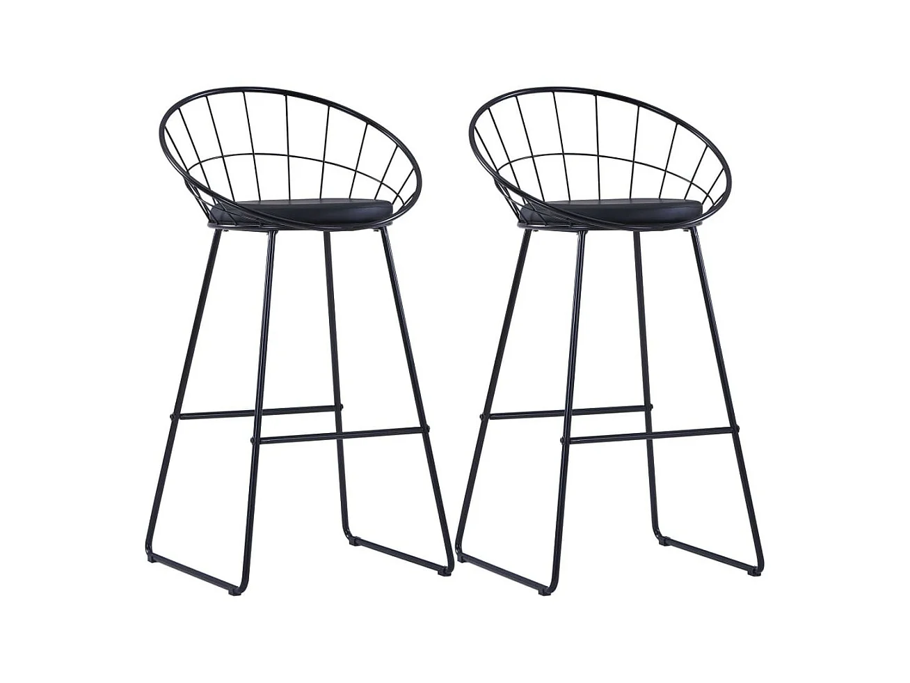Chaises de bar 2 pcs Noir Similicuir