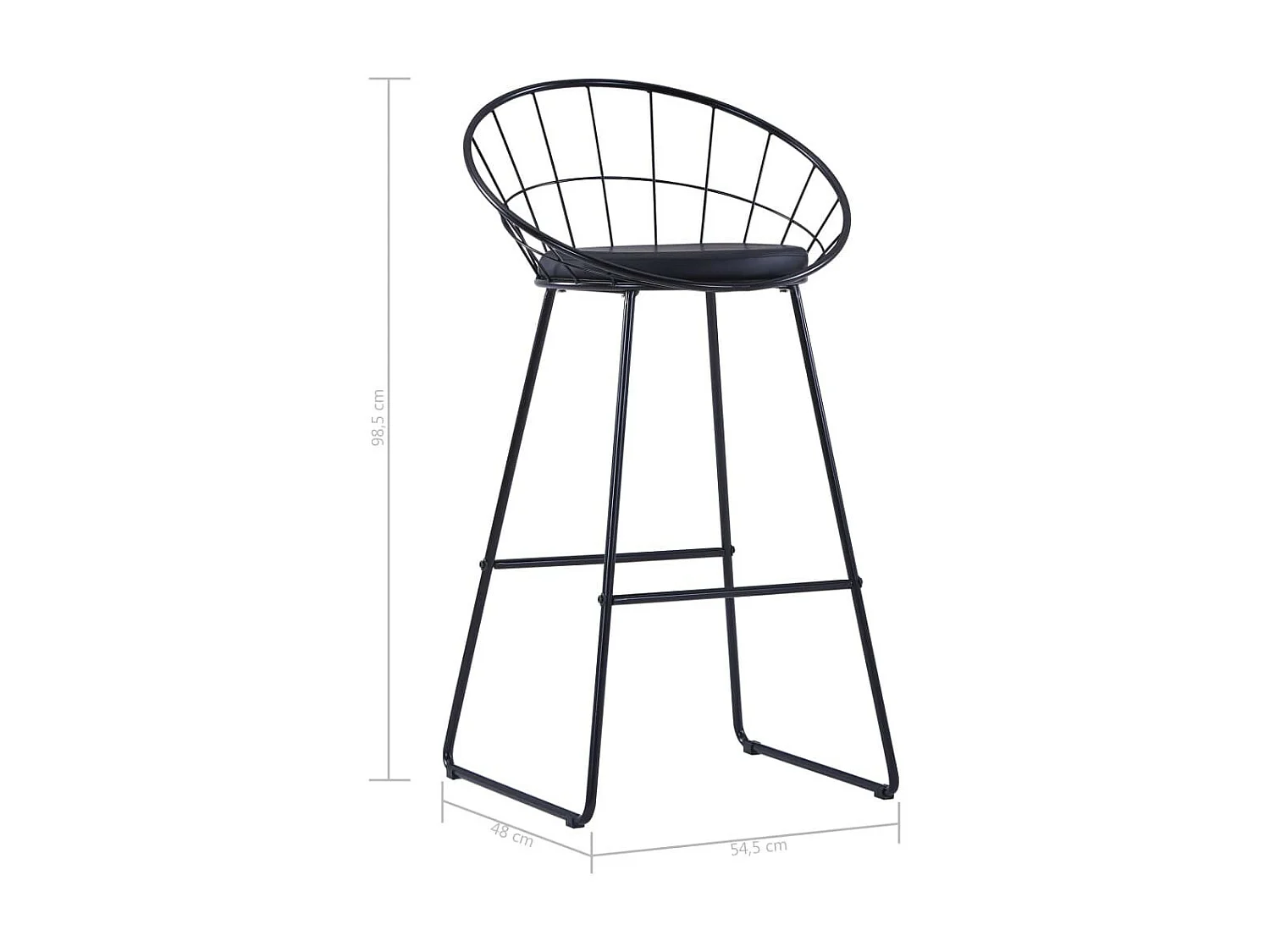 Chaises de bar 2 pcs Noir Similicuir