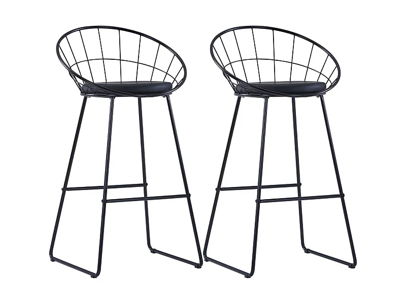 Chaises de bar 2 pcs Noir Similicuir