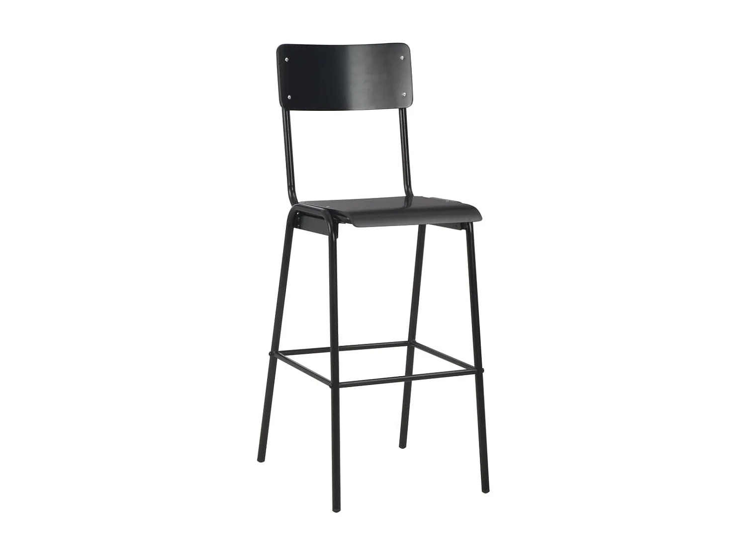 Chaises de bar 4 pcs Noir Contreplaqué solide et acier