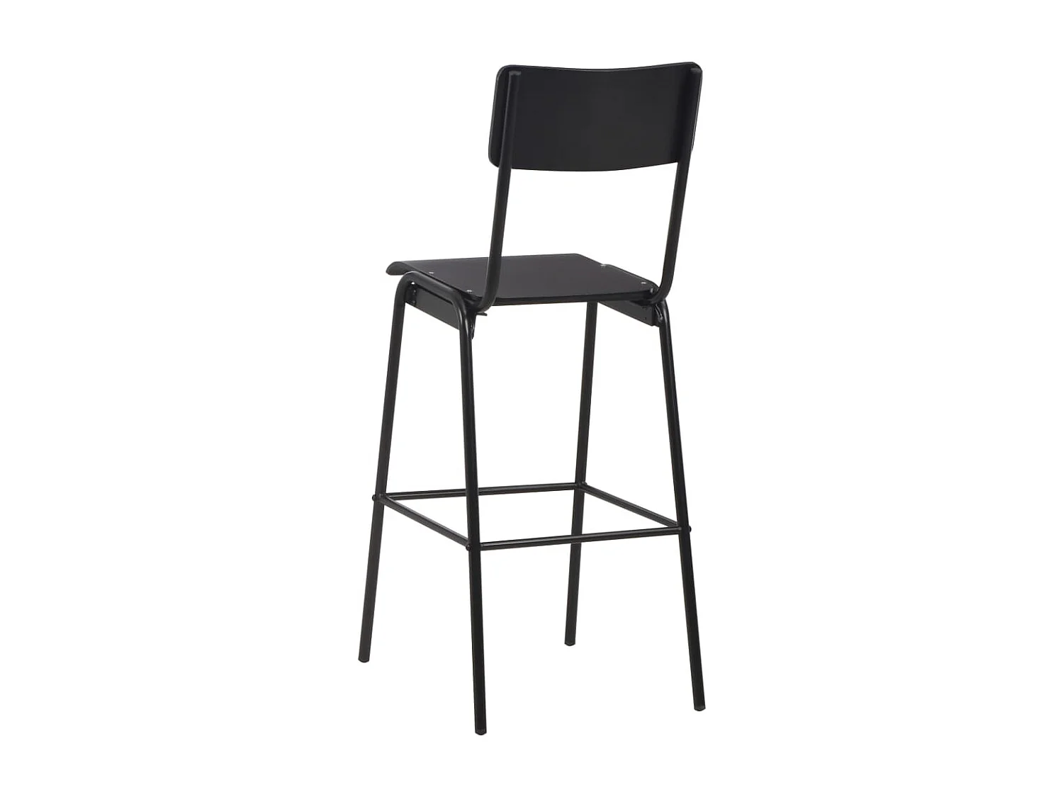 Chaises de bar 4 pcs Noir Contreplaqué solide et acier