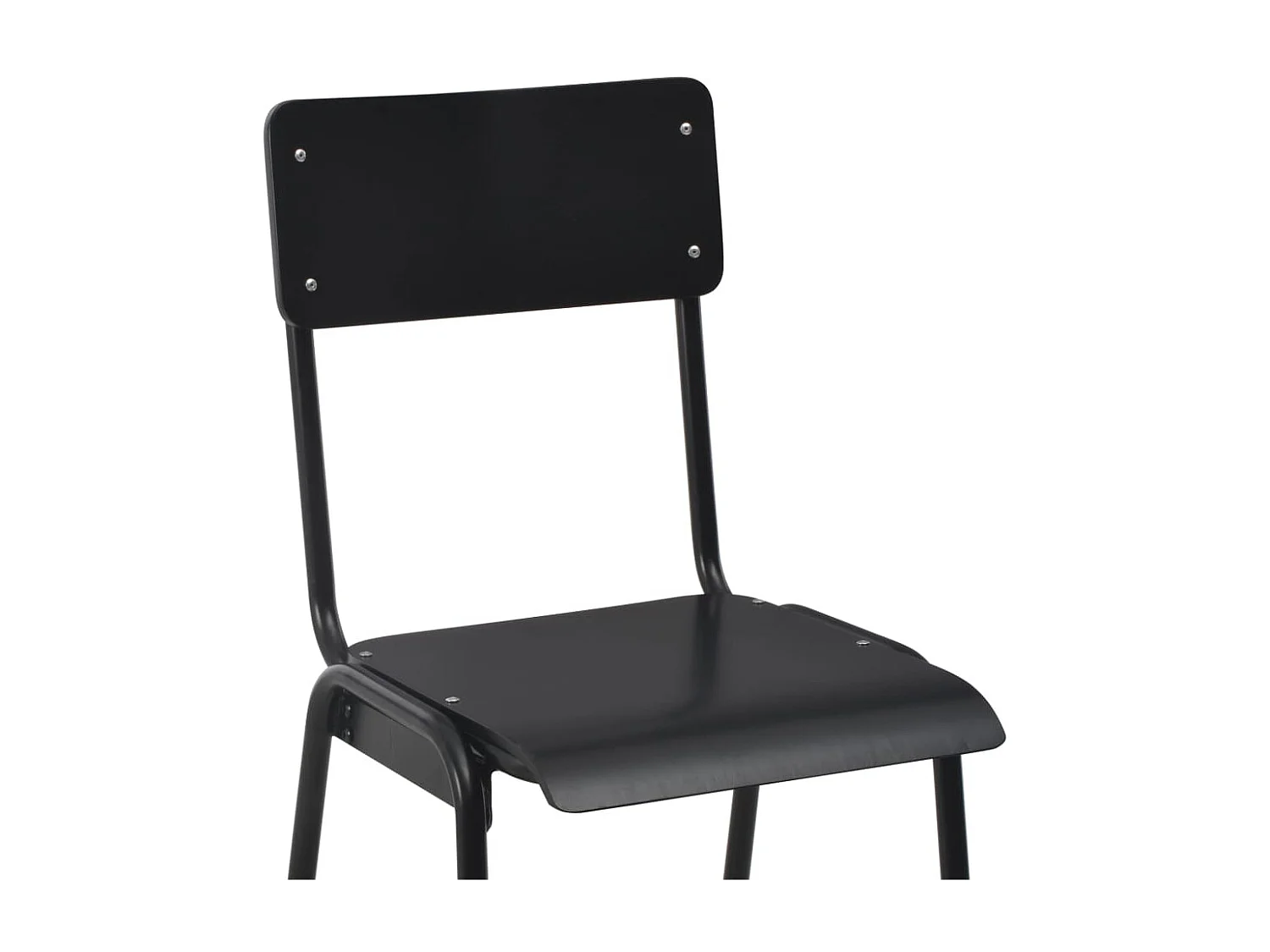 Chaises de bar 4 pcs Noir Contreplaqué solide et acier