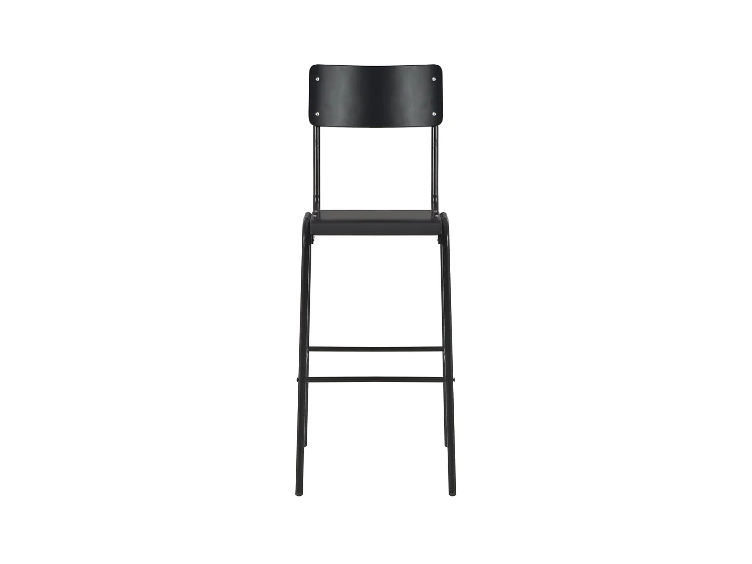 Chaises de bar 4 pcs Noir Contreplaqué solide et acier