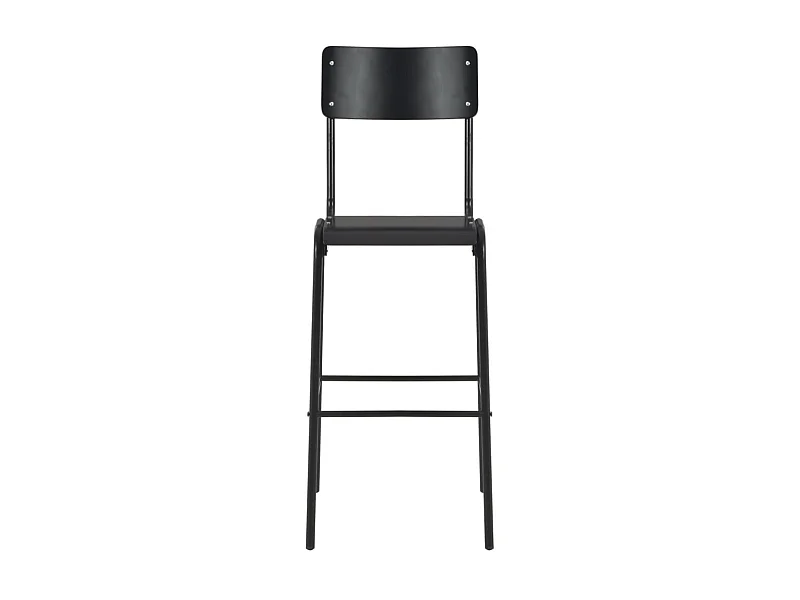 Chaises de bar 4 pcs Noir Contreplaqué solide et acier