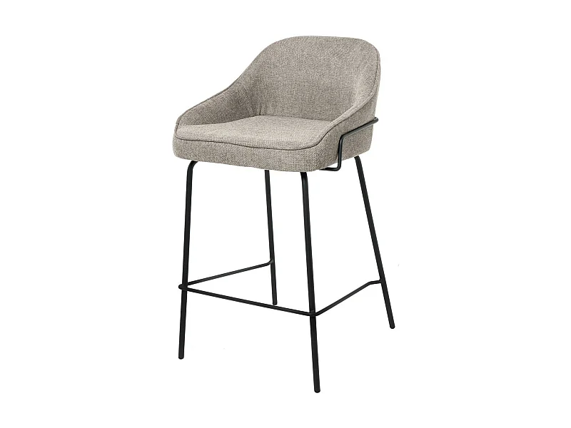 Tabouret moderne tissu avec pieds en métal noir Sharle-Couleur Beige-Hauteur d'assise 66 cm