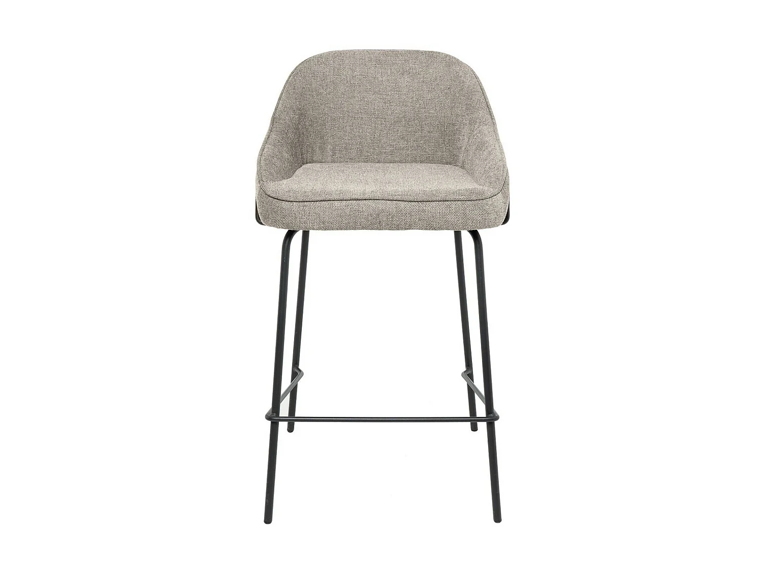 Tabouret moderne tissu avec pieds en métal noir Sharle-Couleur Beige-Hauteur d'assise 66 cm