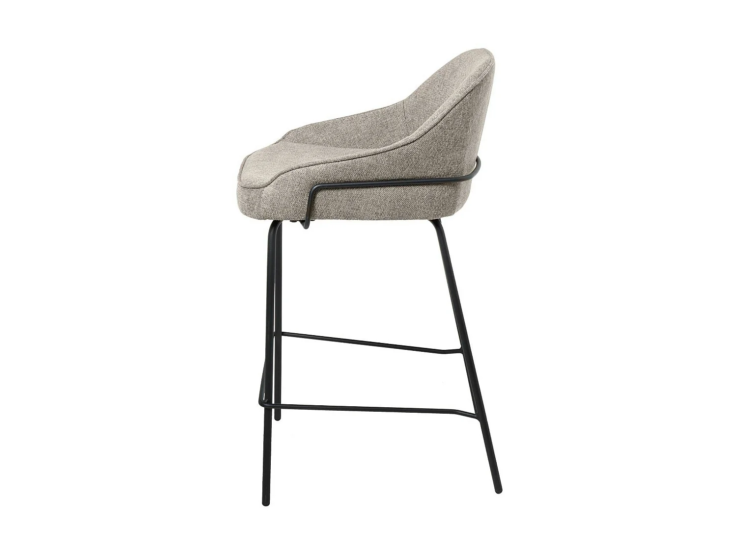 Tabouret moderne tissu avec pieds en métal noir Sharle-Couleur Beige-Hauteur d'assise 66 cm