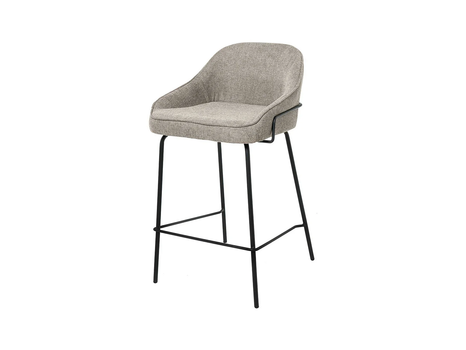 Tabouret moderne tissu avec pieds en métal noir Sharle-Couleur Beige-Hauteur d'assise 66 cm