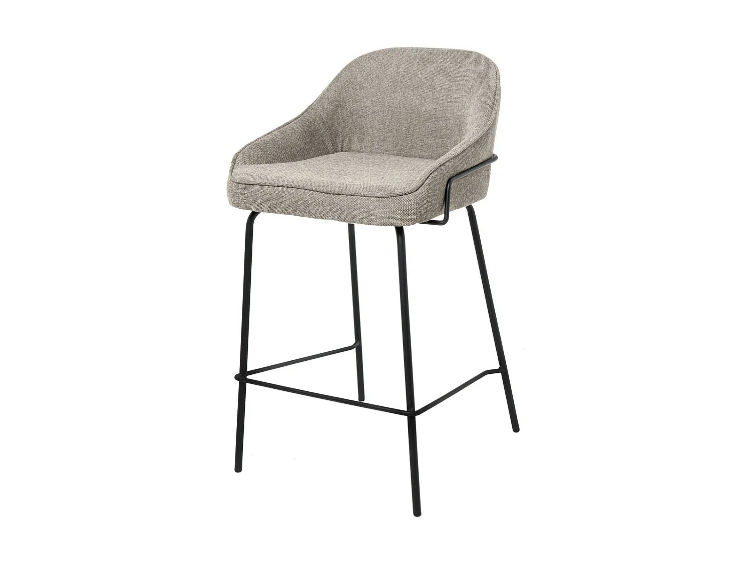 Tabouret moderne tissu avec pieds en métal noir Sharle-Couleur Beige-Hauteur d'assise 66 cm