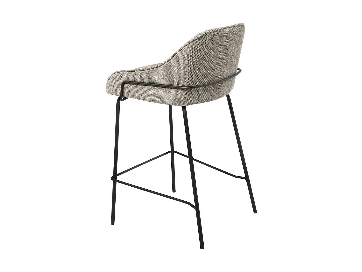 Tabouret moderne tissu avec pieds en métal noir Sharle-Couleur Beige-Hauteur d'assise 66 cm