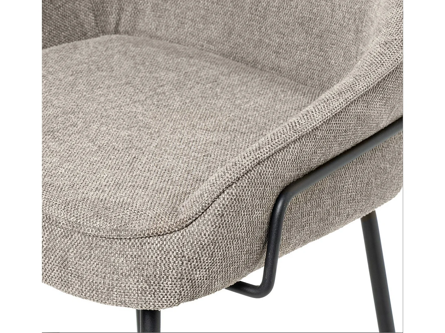 Tabouret moderne tissu avec pieds en métal noir Sharle-Couleur Beige-Hauteur d'assise 66 cm