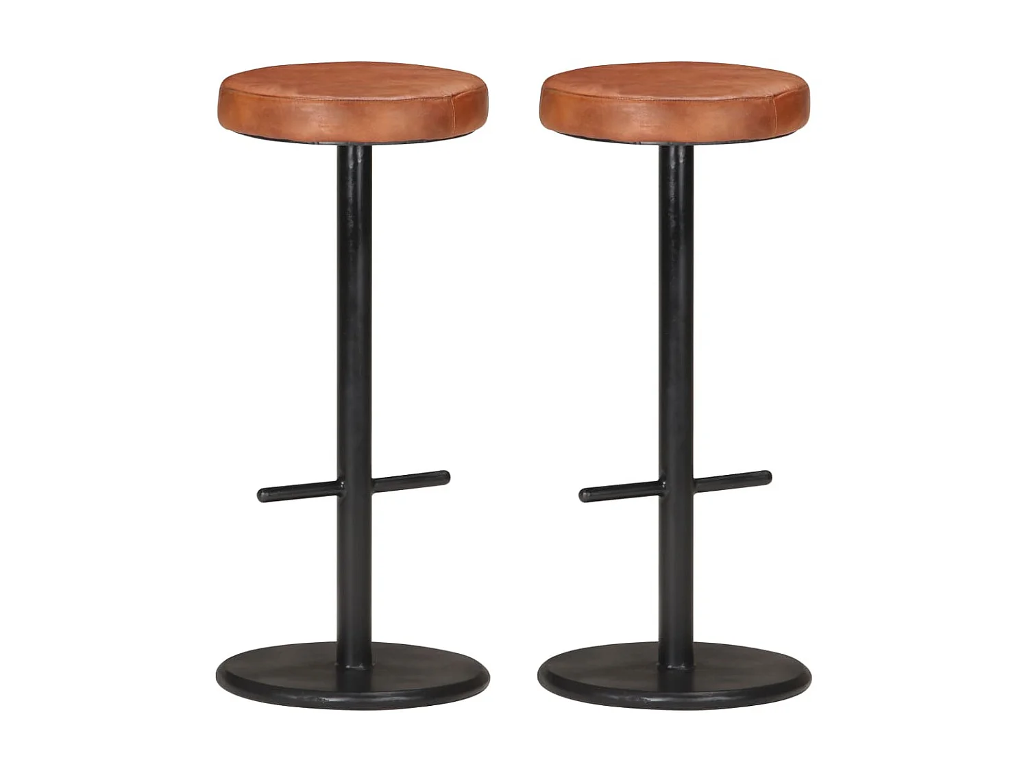 Tabourets de bar 2 pcs Marron Cuir véritable Cygare 2