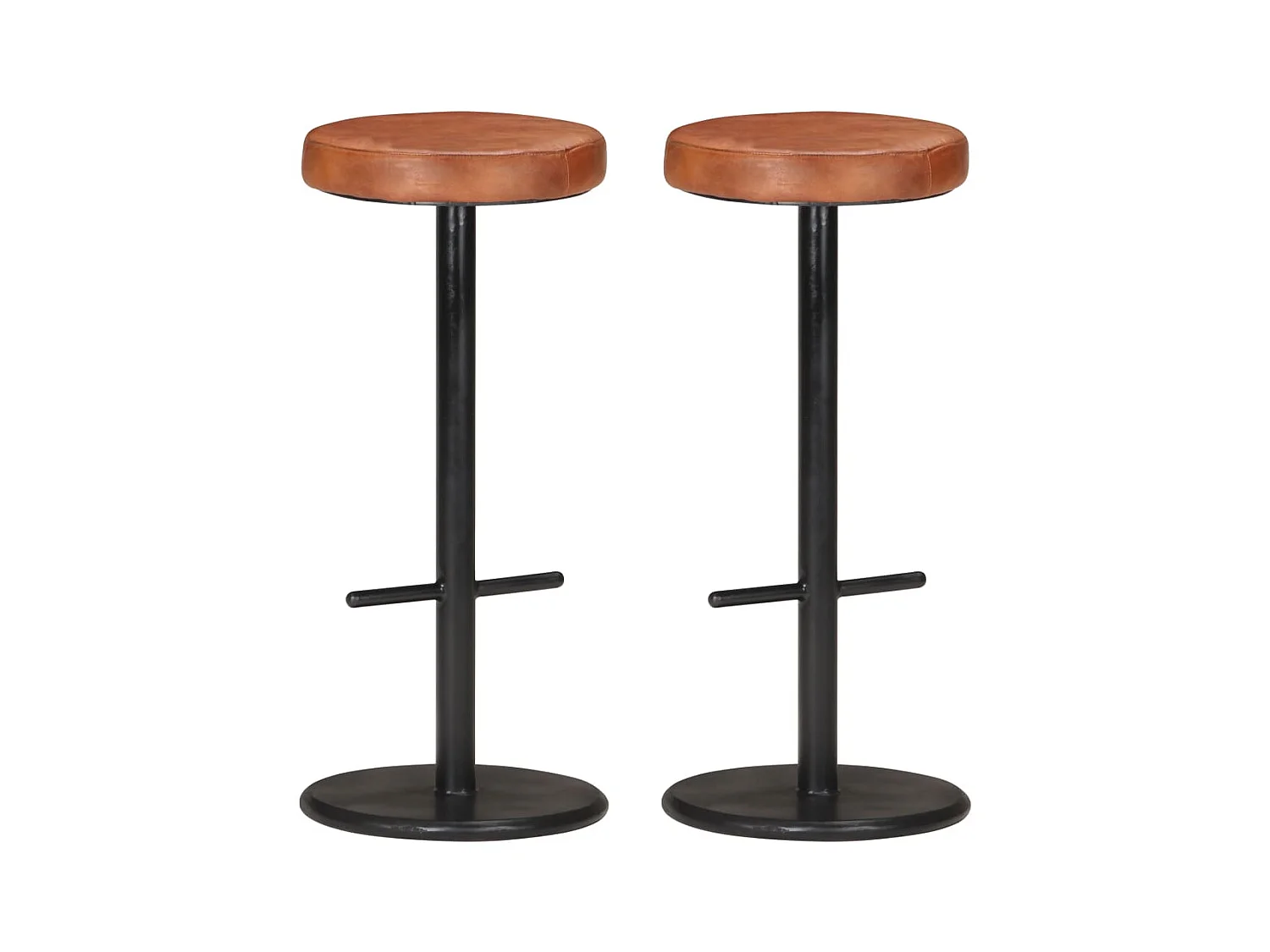 Tabourets de bar 2 pcs Marron Cuir véritable Cygare 2