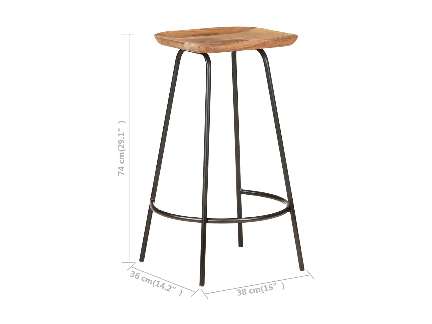 Tabourets de bar 4 pcs Bois d'acacia solide