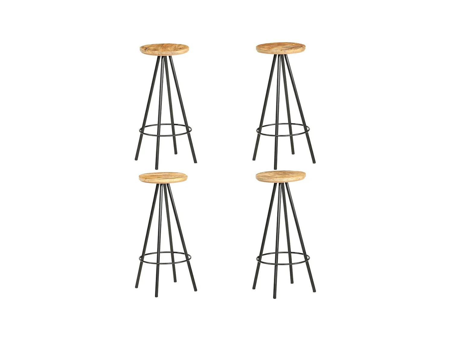 Tabourets de bar 4 pcs Bois de manguier brut
