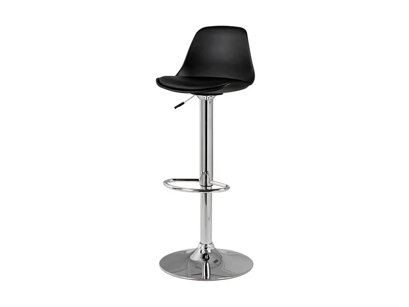 Tabouret pivotant et relevable pied acier chromé Kaly-Couleur Noir