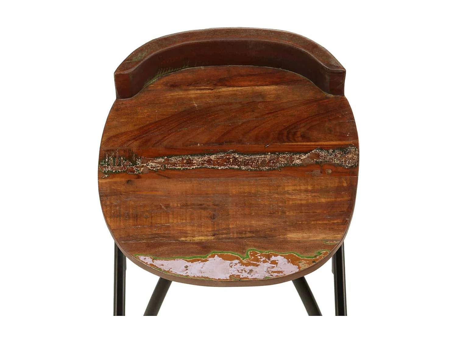 Tabouret de bar bois massif foncé et pieds métal noir Ive - Lot de 2