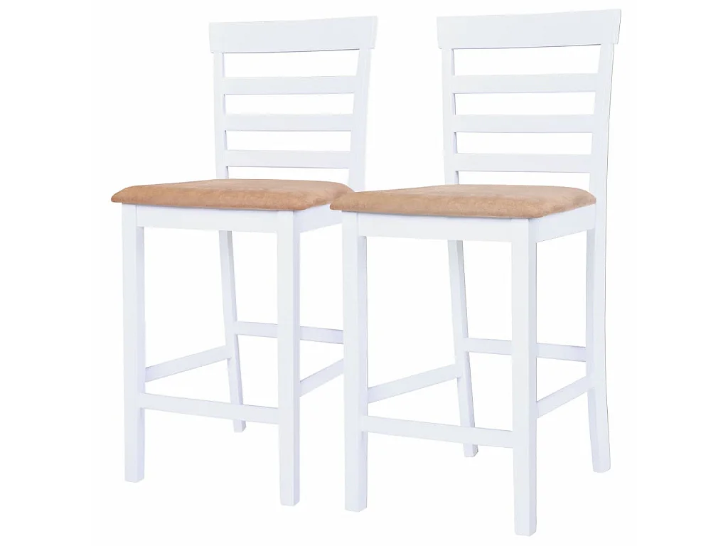 Chaises de bar 2 pcs Blanc Tissu