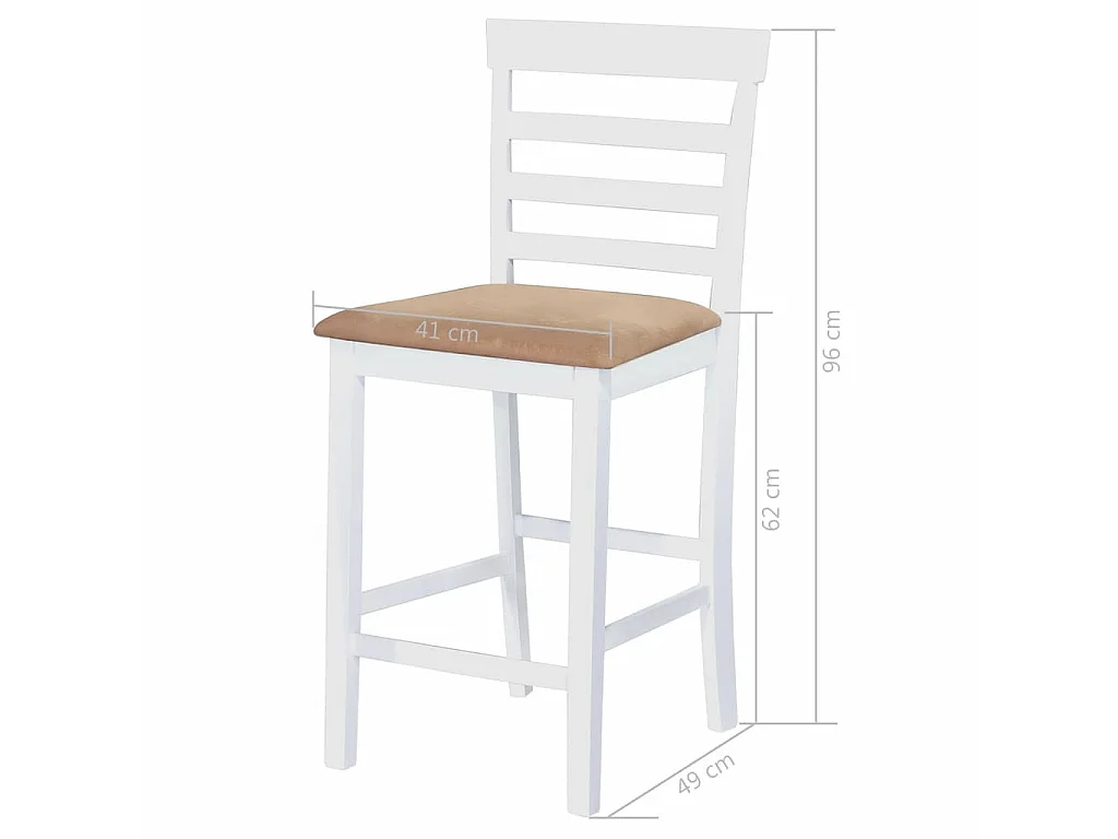 Chaises de bar 2 pcs Blanc Tissu