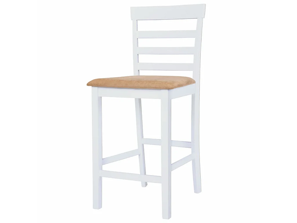 Chaises de bar 2 pcs Blanc Tissu