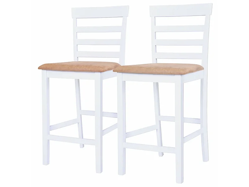 Chaises de bar 2 pcs Blanc Tissu